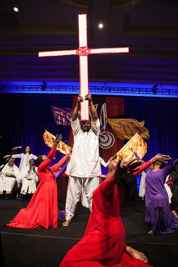 Liturgical dancers perform to ‘I’ve Got the Power.’